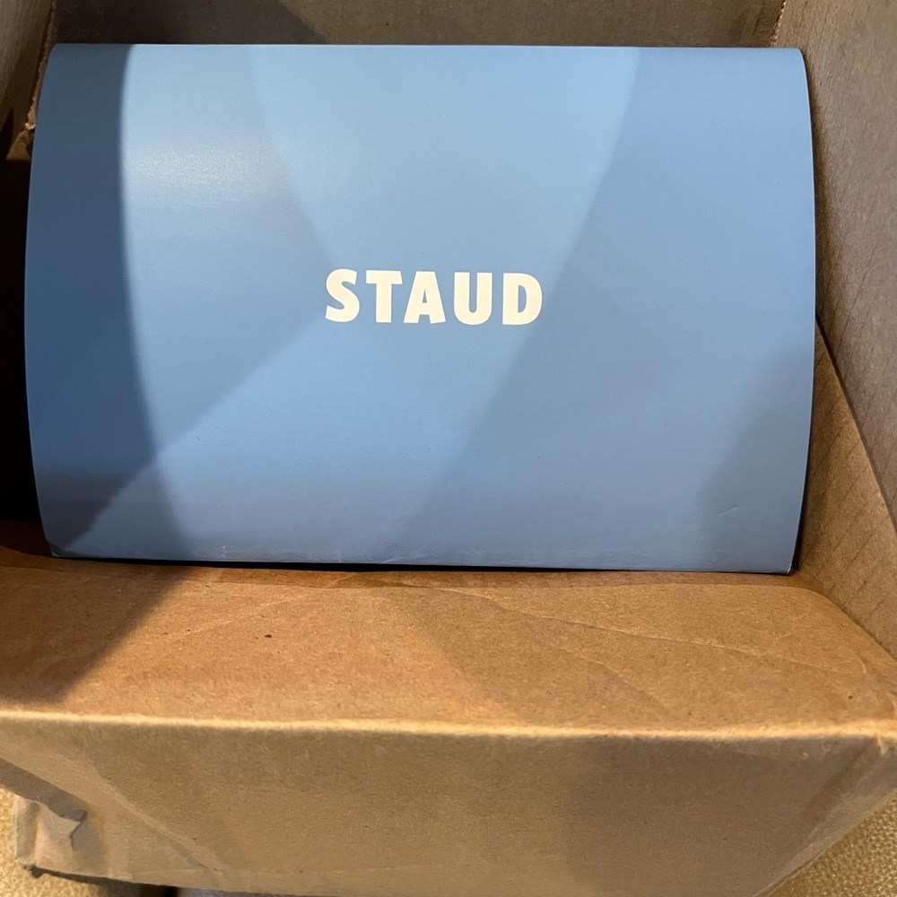 STAUD MICRO MOON BAG BLACK POLISH original box w/ paperwork - Picture 10 of 11
